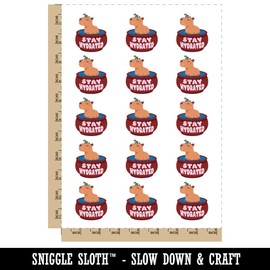 Stay Hydrated Capybara and Frog Temporary Tattoo Water Resistant Fake Body Art Set Collection - 15 2" Tattoos (1 Sheet)