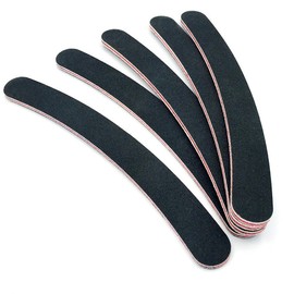 10 Pieces Double Sided Banana Curved Professional Nail Files for Nail Art Black 7 x 0.8 Inch