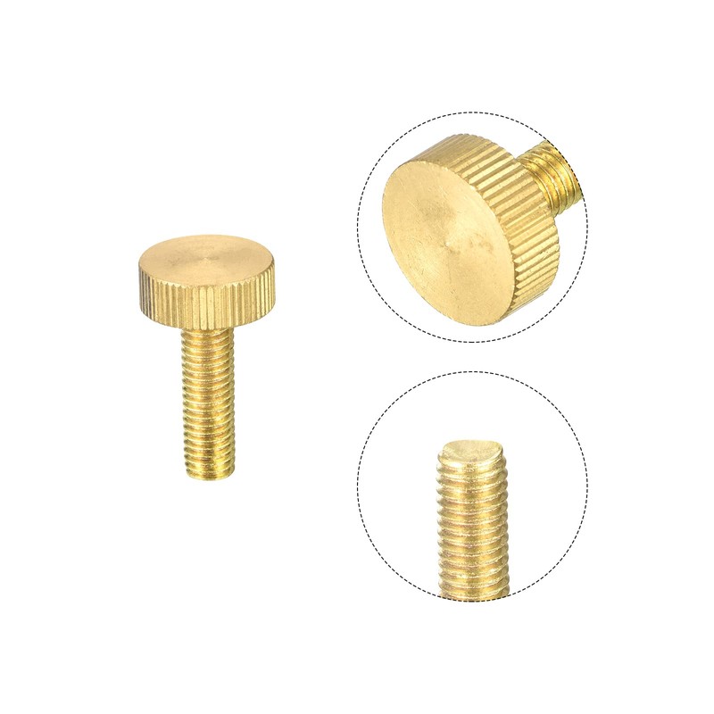 sourcing map Knurled Thumb Screws, M8x30mm Flat Brass Bolts Grip