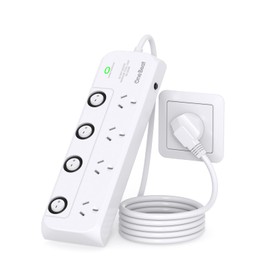 One Beat Power Board Surge Protector with Individual Switch,Power Strip with 4 AC Outlets, 1.2M Extension Cord 350 Joules Powerboard,Extension Board Wall Mount for Home,Dorm Room and Office