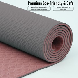 Eco-Friendly TPE Yoga Mat - 183x61x0.8 cm, Non-Slip, Lightweight, and Tear-Resistant for Yoga, Pilates, and Fitness | 4 Colors, Patterned & Non-Patterned Options (Turkish Rose)
