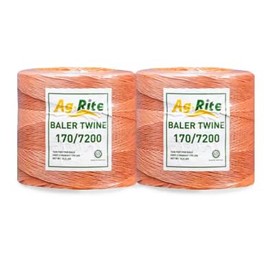 Ag-Rite Baling Twine, Poly Propylene 170 Pound Knot Strength and 7,200 Foot Length, Single Spool, Crop Baling, Commercial Bundling, 2 Spool (Orange) (1)