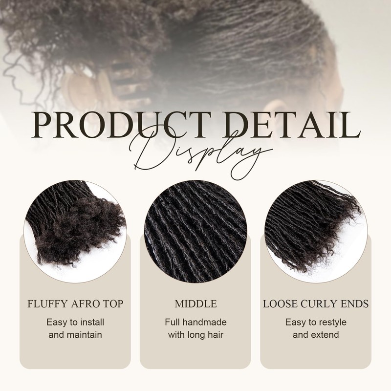 DAIXI Handmade Interlocking Sisterlocks Curly Tips 100% Real Human Hair
