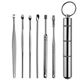TRLREQ Earplugs and Wax Tool Set, with an Ear Pick Storage Bucket Easy to Use 6-Piece Professional Ear Cleaning Tool Set for Adults Men Women(Grey)