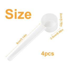 Chstarina Set of 4 Transparent Measuring Spoons, Plastic Dosing Spoons, 5 g, Plastic Serving Spoons with Scale, Scoop Spoon for Protein Powder, Liquid, Coffee, Baking Measuring, Cooking