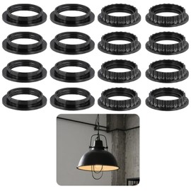 16 Pcs Lamp Shade Rings, 2 Size Lamp Shade Adapter 1-3/8" & 1-1/2" Black Threaded Reducer, Heat-Resistant Salt Lamp Replacement Rings for Table Lamps, Ceiling Fans, Pendant Lights