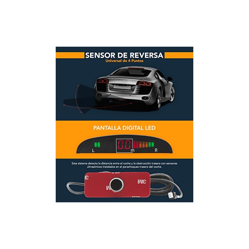 Sensores De Reversa 4 Puntos Display Universal Para Auto MID