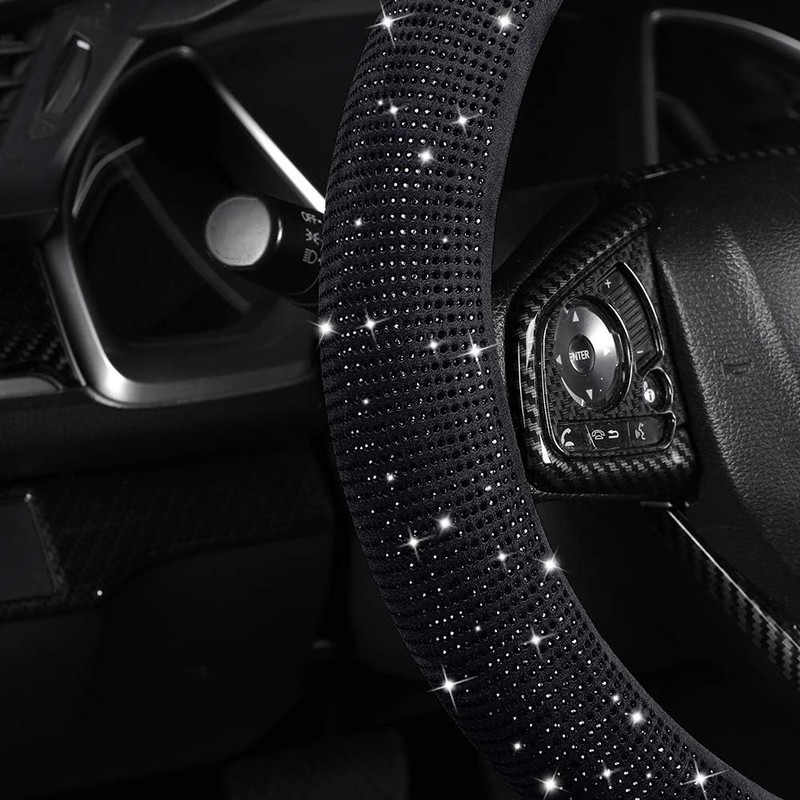 Car Auto - Funda brillante para volante con diamantes y