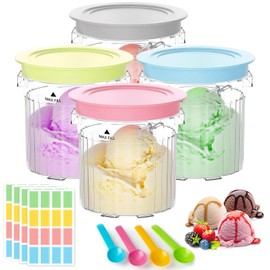 4 Pack Creami Pint Containers and Lids for Ninja, Compatible with Ninja Breeze NC100 NC200 Creami Maker Machine Accessories, BPA Free & Dishwasher Safe, Assorted Colors
