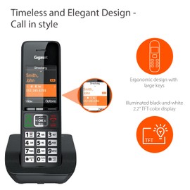 Gigaset Comfort 552 Duo - 2 Cordless Phones - Made in Germany - Elegant Design - Hands-Free Mode - Comfort Call Protection - Phone Book for 200 Entries, Titanium-Black