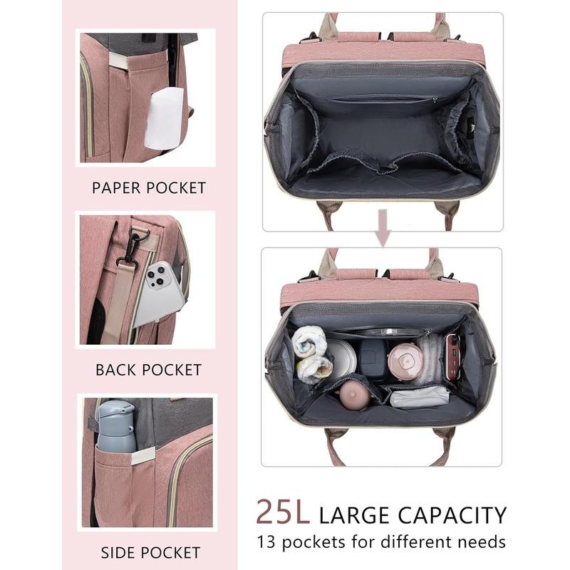 Travel Backpack with Changing Station - Colour: Pink