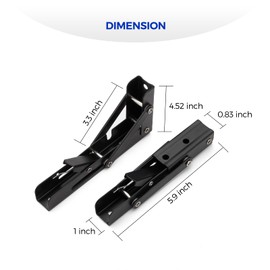 Ravinte 6 Inch Heavy Duty Folding Shelf Brackets - Collapsible Matte Black Brackets for Table, Bench, Space Saving Design, 2 Pack