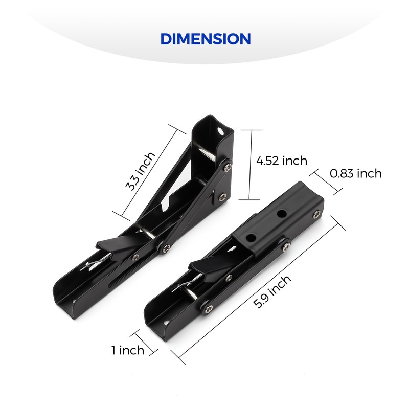 Ravinte 6 Inch Heavy Duty Folding Shelf Brackets - Collapsible