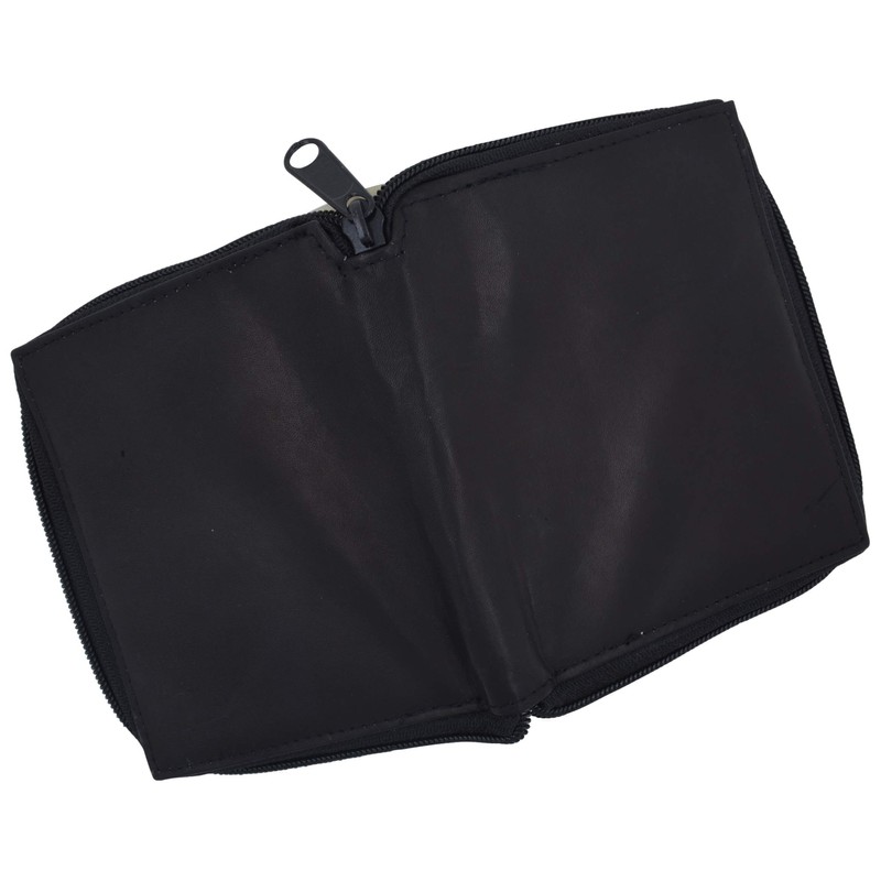 RFID Blocking Mens Leather Zippered Wallet (Black)