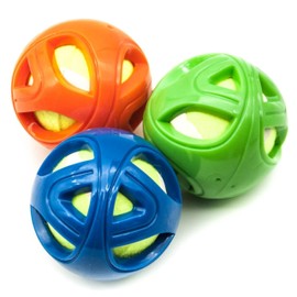 Petopedia 3 X 8cm Rubber Dog Balls with Hard TENNIS BALL Inside Rubber Cover PUZZLE Interactive Dog Toys for Boredom Sports Rolling Balls for Dog Chew Toys (Tennis Ball Inside, 3 BALLS)