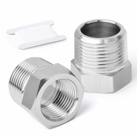 ERGAOBOY Pack of 2 304 Stainless Steel Reducing Sleeves, 1 x 1/2 BSP Male Thread to 3/4 Inch BSP Female Thread, Reducing Adapter Converter