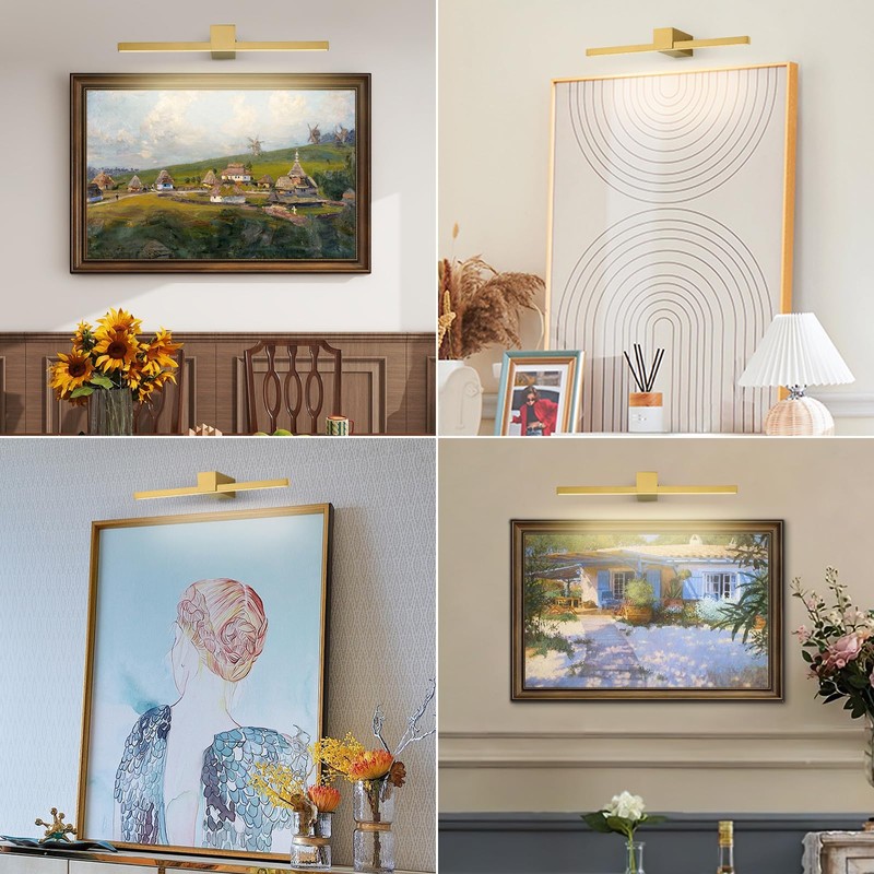 Pasoar Brass Battery Operated Picture Light with Remote,Wireless Gallery Lights