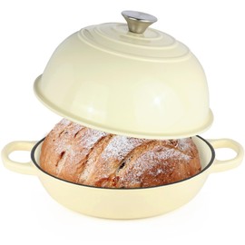 Enameled Cast Iron Bread Oven, Dutch Oven Pot with Lid, 10" Bread Dutch Oven for Sourdough Bread Baking, 6 Quarts Bread Pan with Dome Lid, Non-stick Cookware for Homemade Bread, Beige