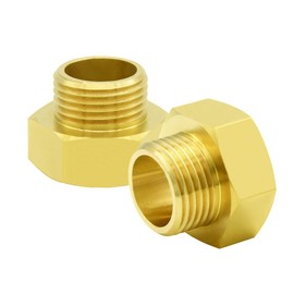 Hooshing 2PCS Solid Brass Garden Hose Adapter 1" NPT Female to 3/4" GHT Male Connector, GHT to NPT Hose to Pipe Fitting