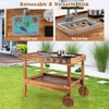 KOTEK Mud Kitchen with Wheels, Toddler Wooden Rolling Mud Table