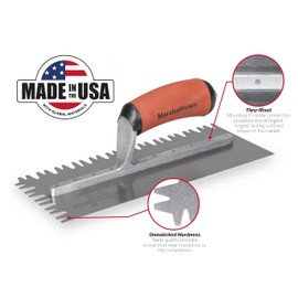 MARSHALLTOWN Sawtooth Notched Trowel, 11 x 4 1/2 Inch Steel Flooring and Tiling Trowel, Made in the USA, SAW11SD