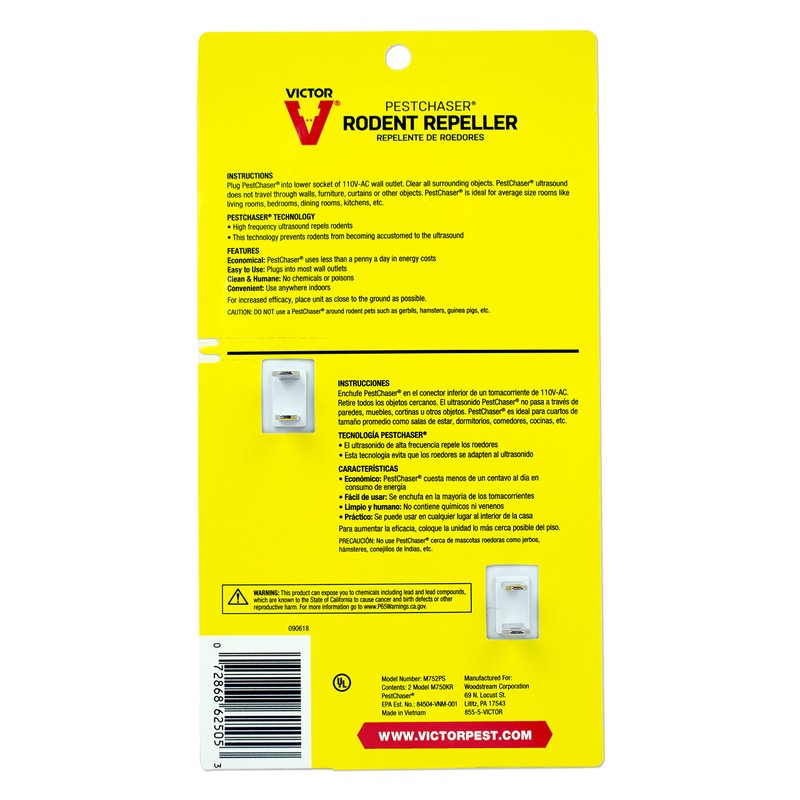 Victor M752PS 2 Units Pestchaser Rodent Repellent w/Nightlight & Extra