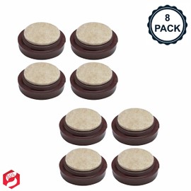 SUL Castor Caster Cup With Felt Pad Non Slip Floor Protector Glide For Chair Leg, Sofa Protect Wood Laminate Floor Tile Lino Floor From Scratch Dimension 66mm -8pk – Brown