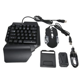 One Handed RGB Gaming Keyboard and Backlit Mouse Combo, USB Wired Half Hand Gaming Keyboard and Mouse Combo with Converter, for Game