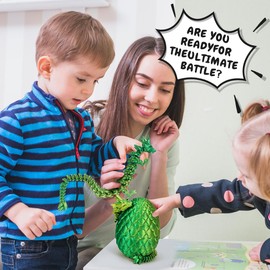 3D Printed Dragon Egg, Mystery Crystal Dragon Egg Fidget Toys Surprise, Easter Eggs Articulated Crystal Dragon Eggs with Dragon Inside (Laser Yellow Green)