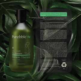 Purebble Pet Shampoo Calming Green Botanical Line Series 2- for Soft and Shiny Coat and Fur- Cleanses, Conditions, and Detangles, pH-Balancing Formula, No Artificial Fragrance, 300ml / 10.14 fl oz