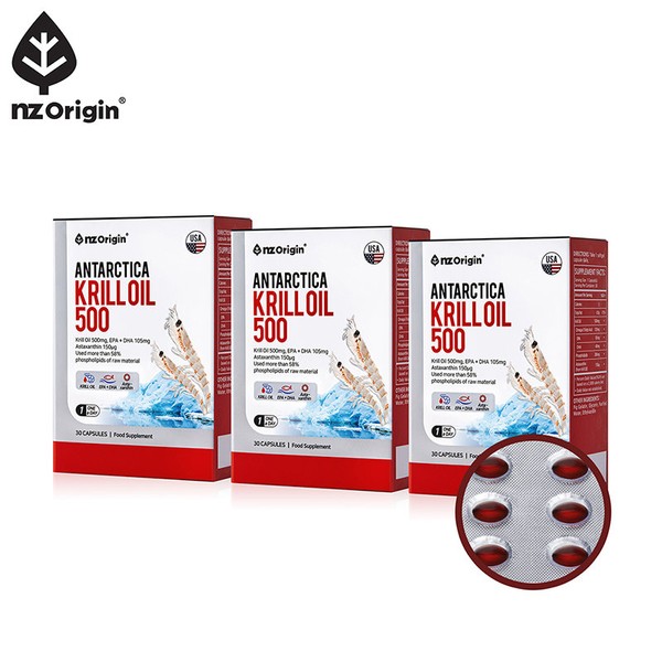 Angelt Origin [On Sale] Antarctic Krill Oil 500 (0.5gX30 capsules) / 엔젯오리진 [온세일]남극 크릴오일 500(0.5gX30캡슐) X 3통