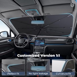 Windshield Sun Shade Umbrella: Custom Fit for 2016-2025 Mazda CX-9 Signature, Touring, Grand Touring, Sport (TC Platform) - Double Thickened Foldable Front Window Sunshade, UV & Heat Protection