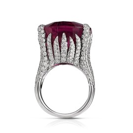 THJEW Female Big Red Square Ruby Stone Ring,Silver Large Exaggerated Cocktail Party Red Crystal Gemstone Ring,Wedding Engagement Stone Ring Jewelry Gift for Women Her (Ring_A, 6)