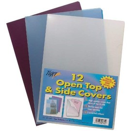 12 x A4 Gloss Coloured Plastic Open Top & Side Report File Project Cover Files