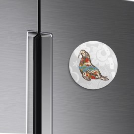 Unbranded Greeting Card With Walrus Animal | 4'' X 4'' Round Decorative Magnet