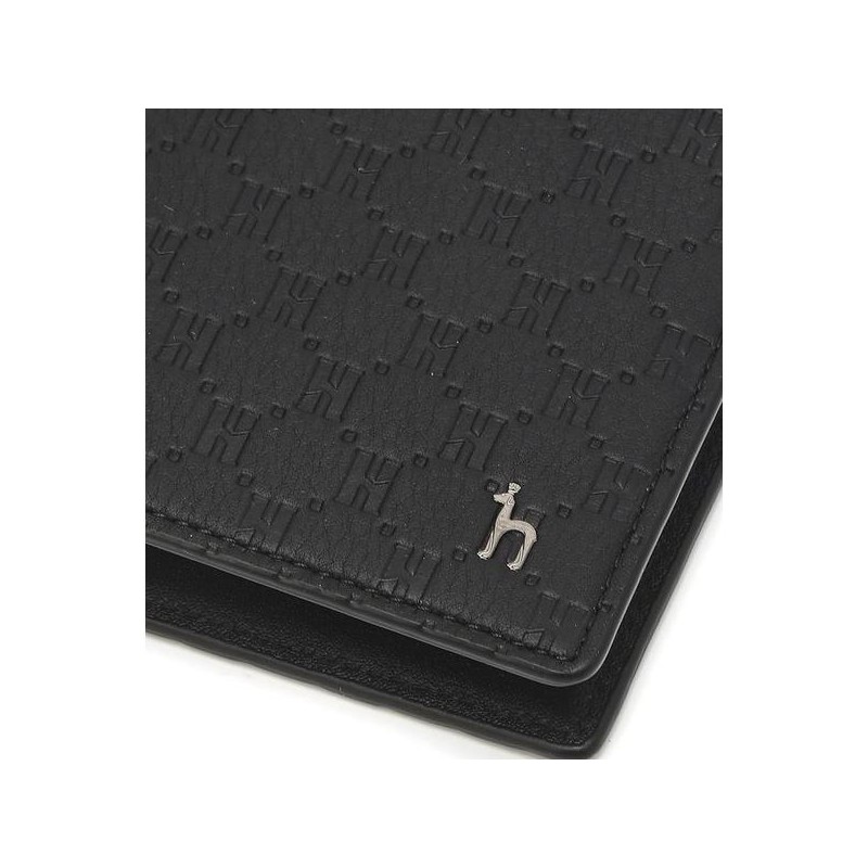 Hazzys (대구신세계)블랙 로고패턴 소가죽 반지갑 HJWA5E831BK Daegu Shinsegae Black Logo