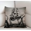 Swono Sail Boat Waves and Octopus Cotton Burlap Linen Throw