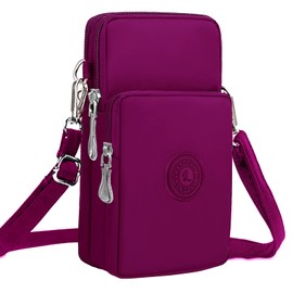 LassZone Women Zipper CrossBody Phone Bags Nylon Change Wallet 3 Layers Cellphone Purse Travel Shoulder Bag Handbags