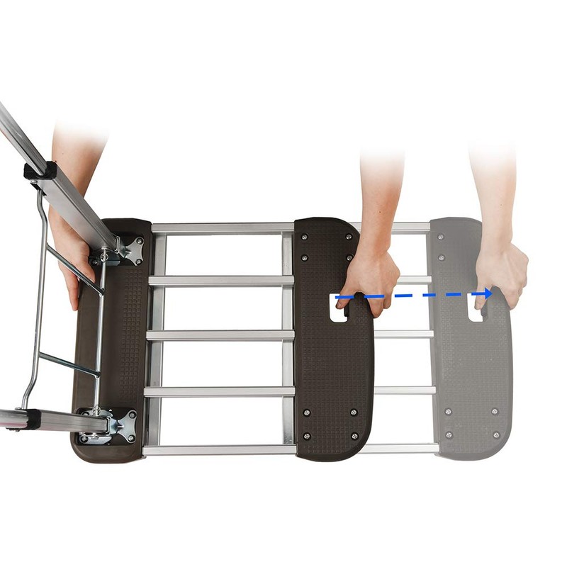 LEADALLWAY Platform Cart Foldable Push Cart Aluminum Adjustable Length Flatbed