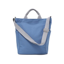 Jeelow Canvas Tote HandBag Crossbody Shoulder Bag With Zipper For Men & Women, Blue Tote, Large