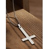 HAQUIL Inverted Cross Necklace for Men, Silver Plated Stainless Steel