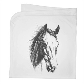 Azeeda 'Horse Portrait' Cotton Baby Blanket/Shawl (BY00039877)