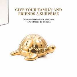 TQUPT Golden Turtle Statue Set,Sculptures Gold Turtle Ornament Ceramic Statue Home Accessories Gold Desk Home Indoor Decorative Collectible Decor or Elders (3 Pieces)
