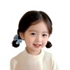 女の子用 水色チェックリボン ヘアゴム&クリップセット 2セット計4個入り 幼稚園 普段使い お出かけ 姉妹お揃い ヘアアクセサリー (ブルー)bl