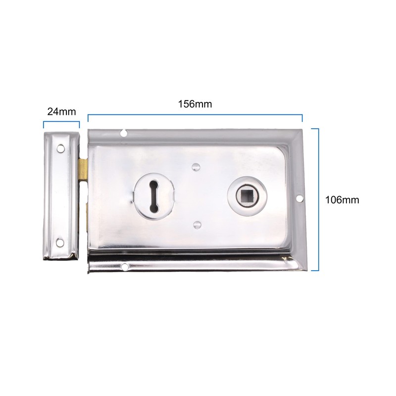 Traditional Rim Sashlock Polished Chrome Surface Mounted Lock 156 x
