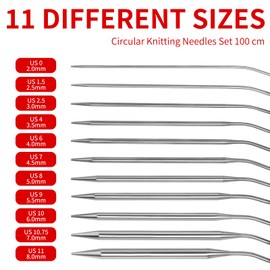 Circular Knitting Needles Set|11 Piece Set of Long Knitting Needles|32 inches/80 cm|Suitable for Beginners to Knit Sweaters, Scarves, Blankets and Other Projects!