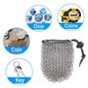 YOUSHARES Drawstring Game Dice Bag - Stainless Steel Chainmail DND