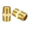 sourcing map Brass Pipe Fitting, Hex Nipple, 1/4" NPT x