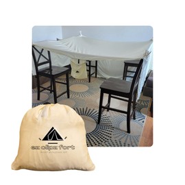 ez clipz- Kids Fort Building Kit- Large Fort Blanket and Clips to Attach to Furniture-Best Gift for Children-Indoor/Outdoor Fort by Pickle & Olive (Creme/Beige)