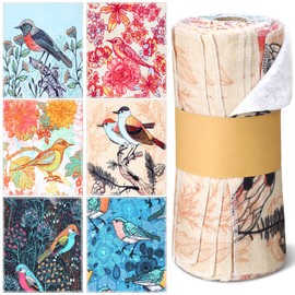 Noveread 36 Pack Reusable Paper Towels Washable Paperless Towels Rolls Reusable Toilet Bidet Bulk Flannel Cotton Cloth Wipes Bathroom Napkins with Cardboard(Multicolor,Bird Style)